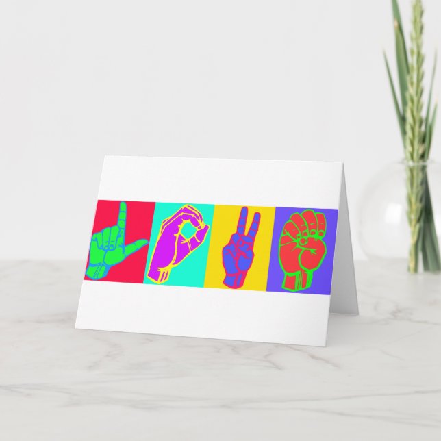 Cartão De Festividades AMOR do linguagem gestual (Frente)