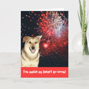 Cartão De Festividades Amor e fogos de artifício