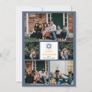 Cartão De Festividades Amor e Luz Colagem de fotos da família Hanukkah