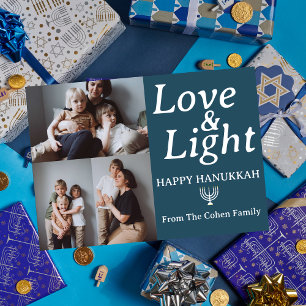 Cartão De Festividades Amor e Luz Colagem de fotos da família Hanukkah