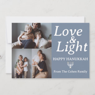 Cartão De Festividades Amor e Luz   Colagem de fotos da família Hanukkah