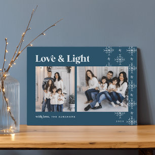 Cartão De Festividades Amor e Luz   Flocos de neve modernos Hanukkah