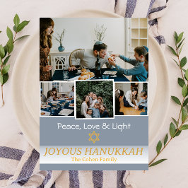 Cartão De Festividades Amor e Luz | Foto da família Hanukkah Collage