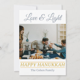 Cartão De Festividades Amor e Luz | Foto simples da família Hanukkah