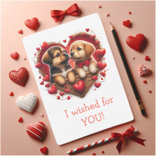 Cartão De Festividades Amor e magia de cachorrinho no Dia dos Namorados
