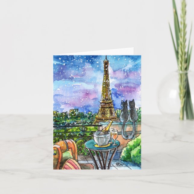 Cartão De Festividades Amor em Paris (Frente)