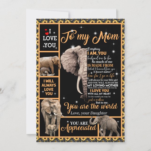 Cartão De Festividades Amor, mãe | Carta À Minha Mãe, Você É O Mundo (Frente)