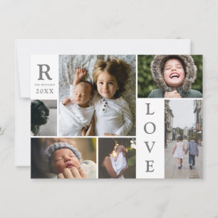 Cartão De Festividades Amor Moderno Colagem de Fotos de Família com Bloco