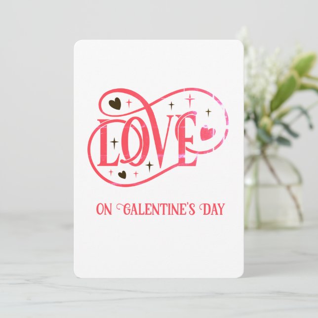 Cartão De Festividades AMOR no dia de Galentine (Em pé/Frente)