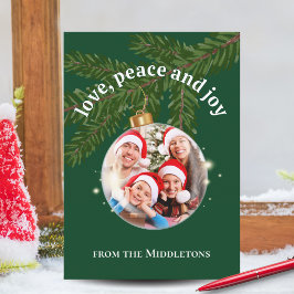 Cartão De Festividades Amor Paz Alegria Natal Arco Foto Floresta Verde