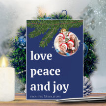 Amor Paz Alegria Natal Pilha Foto Azul Marinho