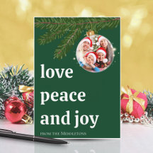 Amor Paz Alegria Natal Pilha Foto Verde Escuro