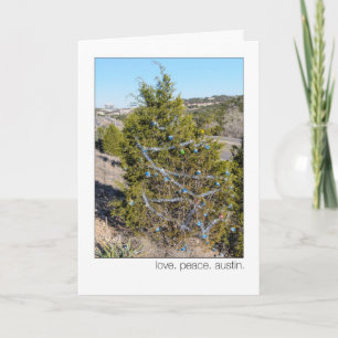 Cartão De Festividades Amor. Paz. Austin. Árvores de Natal de Loop 360