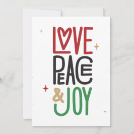 Cartão De Festividades Amor, Paz e Joy