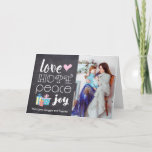 Cartão De Festividades Amor, Paz, Esperança, Alegria - Foto Feriada<br><div class="desc">Este cartão de Cartões de natal rústico e elegante permite personalizar o texto e a fotografia. As palavras do interior também podem ser editadas com suas saudações e expressões sinceras.</div>