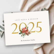Amor Paz Saúde Poinsettia Ramo Folha Dourada 2023