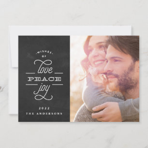 Cartão De Festividades AMOR PEACE JOY Chalkboard Foto de Natal