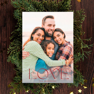 Cartão De Festividades AMOR Sobreposição de Foto com Luz Branca e Verme
