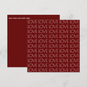 Cartão De Festividades "AMOR" Vermelho Escuro + Branco   Dia de os namora