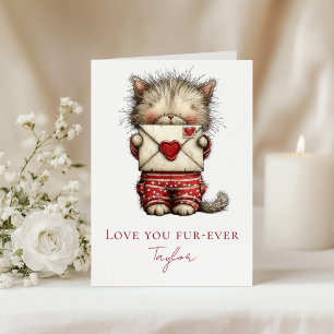 Cartão De Festividades Amor Você Fofinho Gatito de Valentão Dobrado