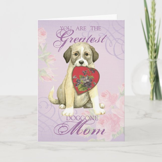 Cartão De Festividades Anatólia Shepherd Dog Heart Mãe (Frente)
