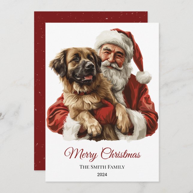Cartão De Festividades Anatolian Shepherd Santa Claus Natal (Frente/Verso)