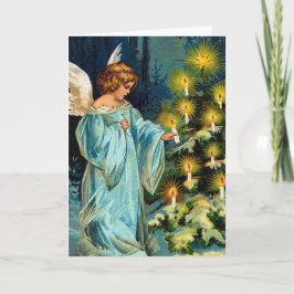 Cartão De Festividades "Angel and Christmas Tree" (Árvore de anjo e Natal
