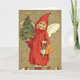 Cartão De Festividades Angel Cherub Christmas Tree Snow