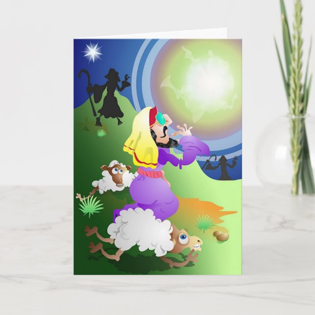 Cartão De Festividades Angel e Shepherds (Frente)