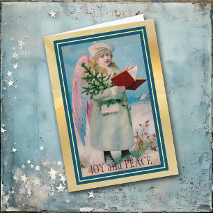 Cartão De Festividades Angel Hymnal Holiday Tree Vintage Christmas Card