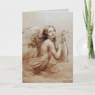 CARTÃO DE FESTIVIDADES ANGEL JOGANDO LYRA SOBRE AS NUVENS