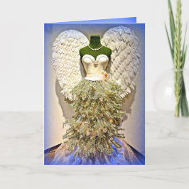 Cartão De Festividades Angel Mannequin Vestido em Árvore de Natal