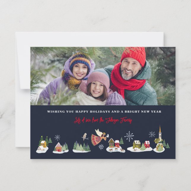 Cartão De Festividades Angel Peace on Earth Photo Christmas 1 Photo (Frente)