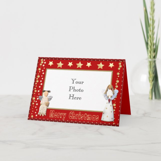 Cartão De Festividades Angel Photo Christmas (Frente)