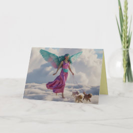 Cartão De Festividades Angel Walkin' the Dog Card 2