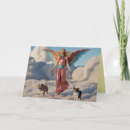 Cartão De Festividades Angel Walkin' the Dog Card 3