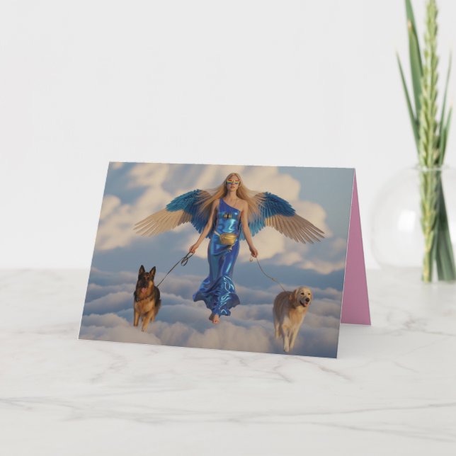 Cartão De Festividades Angel Walkin' the Dog Card 5 (Frente)