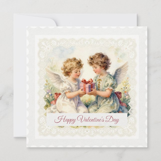 Cartão De Festividades Angels' Gift – Victorian-Style Valentine’s Day (Frente)