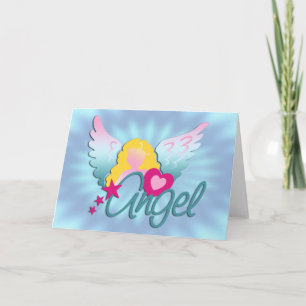 Cartão De Festividades Angels Love   Brilho azul