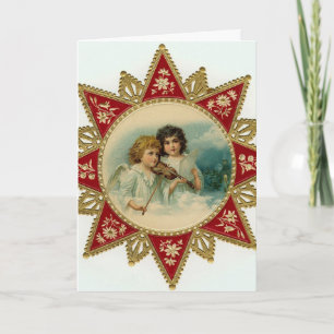 Cartão De Festividades Angels vintage Christmas card
