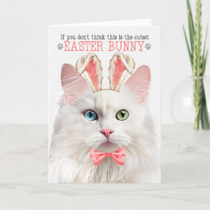 Cartão De Festividades Angora Cat em Bunny Ears para Páscoa