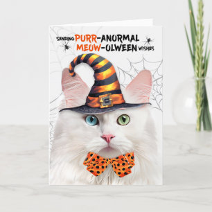 Cartão De Festividades Angora Halloween Cat PURRolinterpolação anormal