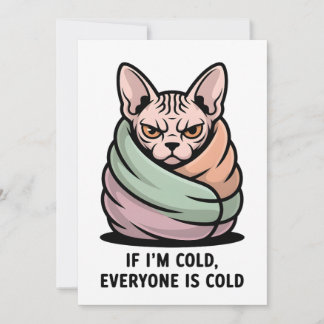 Cartão De Festividades Angry Sphynx Cat Cold Humor Cartoon Art