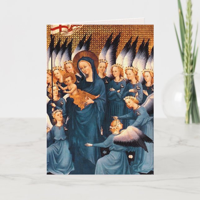 Cartão De Festividades Ângulos ao redor da Virgem e Cristo Child (Frente)