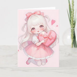 Cartão De Festividades Animadora Rosa Kawaii