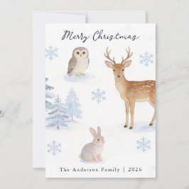 Cartão De Festividades Animais da Floresta de Inverno Natal