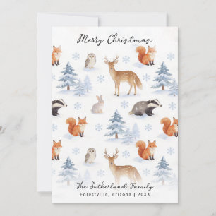 Cartão De Festividades Animais da Floresta de Inverno Natal