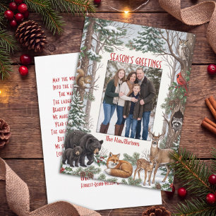 Cartão De Festividades Animais da Floresta Foto de Família Cumprimentos d