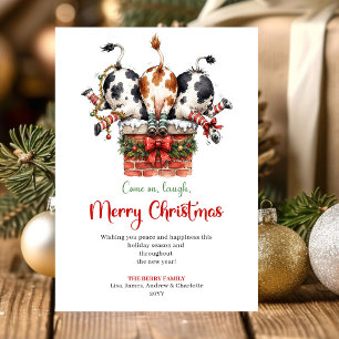 Cartão De Festividades Animais de Desenho Animado Caprichosos Natal Adora