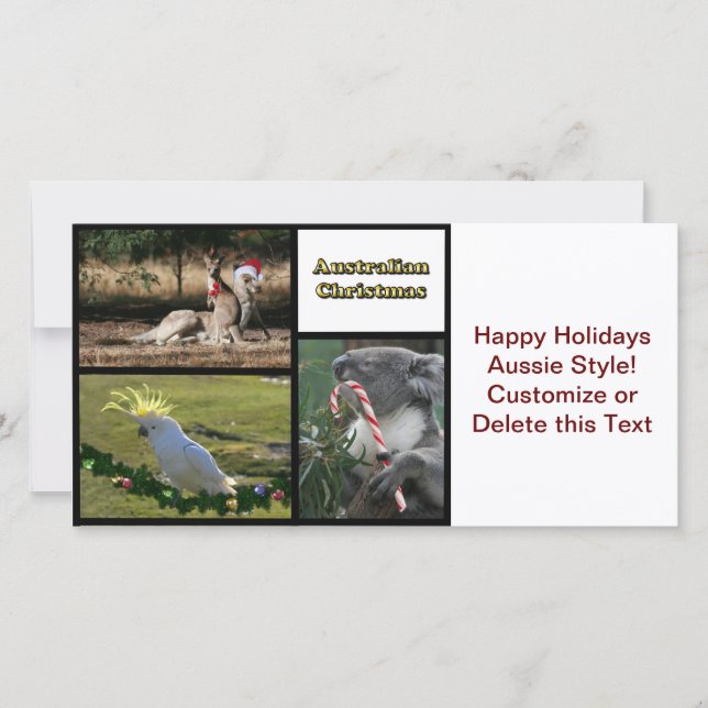 Cartão De Festividades Animais de Estilo Aussie de Natal (Frente)